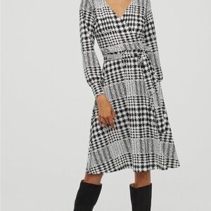 H&M Richard Allen Collab Black and White Houndstooth Dress